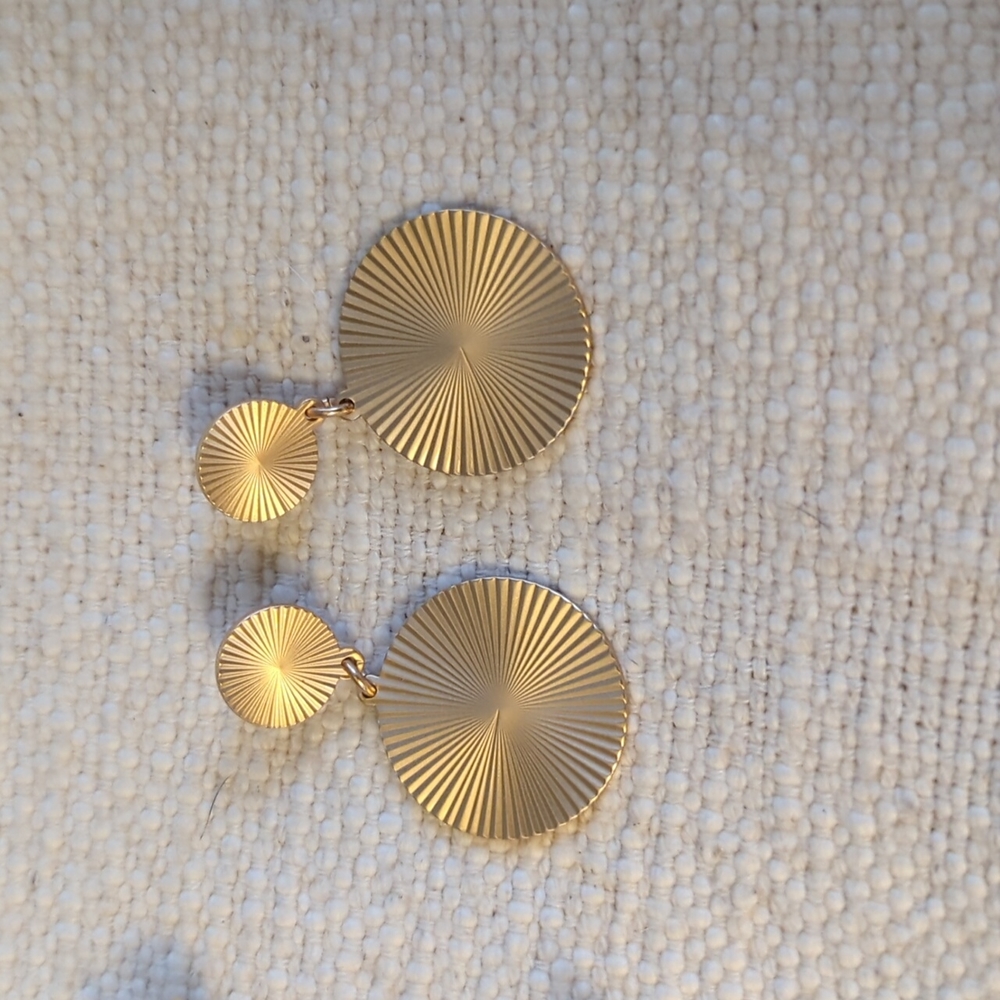 Gold Sunburst Dangle Earrings